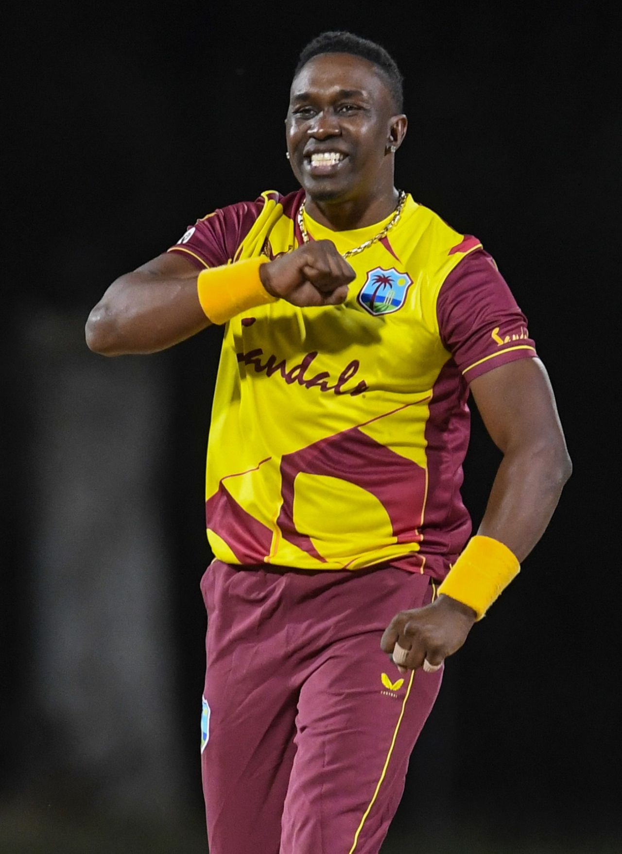 Dwayne Bravo celebrates a wicket, West Indies vs Sri Lanka, 2nd T20I, Coolidge, March 5, 2021