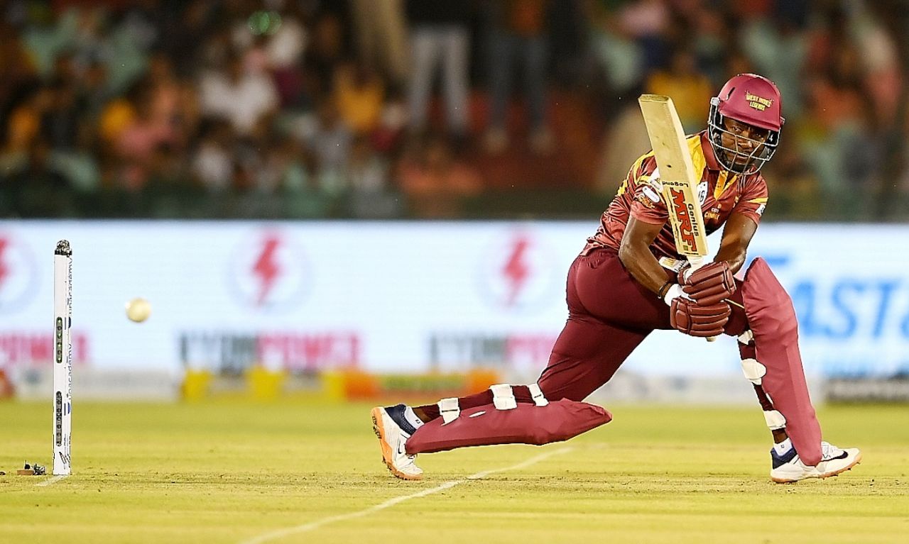 Brian Lara sweeps the ball away, West Indies Legends vs Sri Lanka Legends, Road Safety World Series, Raipur, March 6, 2021