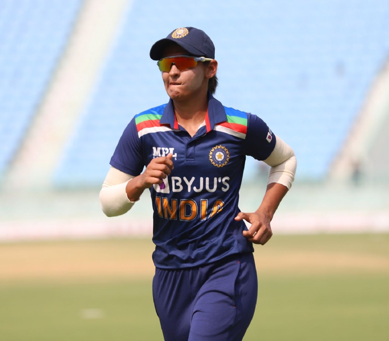 Harmanpreet Kaur looks on during the match, India vs South Africa, 2nd Women's ODI, Lucknow, March 9, 2021
