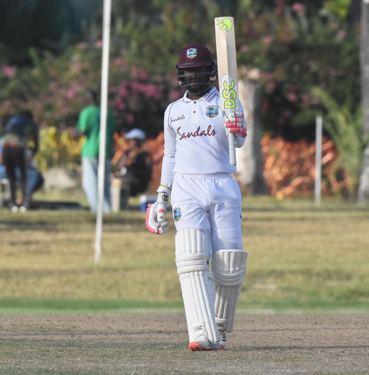 Kavem Hodge acknowledges his half-century, Chase XI vs Brathwaite XI, West Indies intra-squad warm-up, Coolidge, March 9, 2021