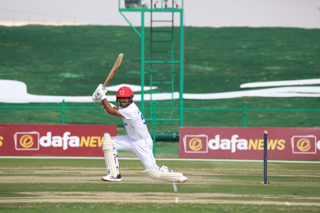 Hashmatullah Shahidi finished the first day one unbeaten on 86, Afghanistan v Zimbabwe, 2nd Test, 1st day, Abu Dhabi, March 10, 2021