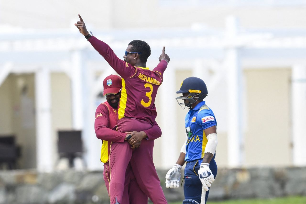 Jason Mohammed was the toast of the town after he removed Danushka Gunathilaka for 96, West Indies vs Sri Lanka, 2nd ODI, North Sound, March 12, 2021