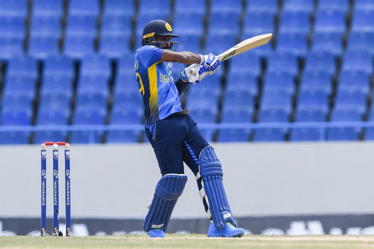 Wanindu Hasaranga showcased excellent hitting ability down the order, West Indies vs Sri Lanka, 2nd ODI, North Sound, March 12, 2021
