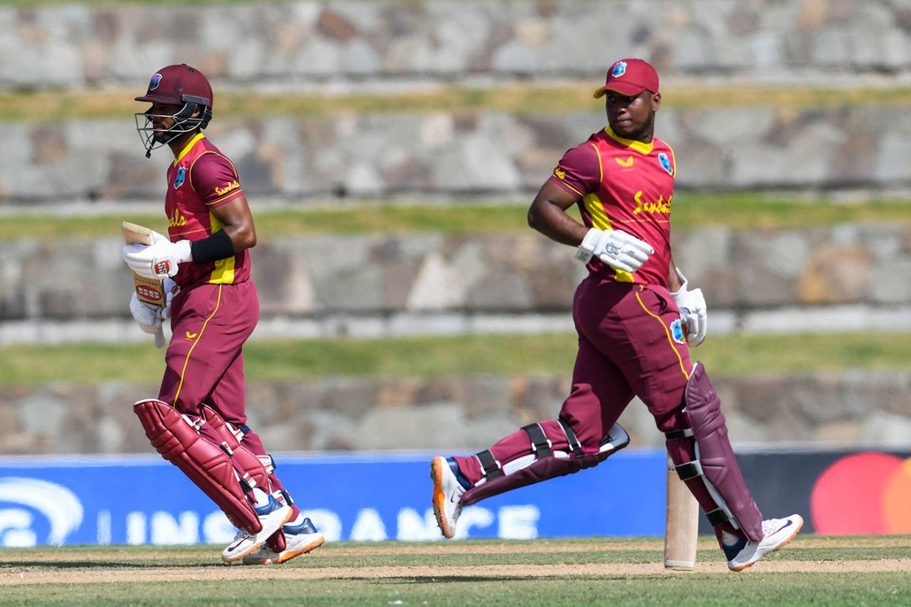 Evan Lewis and Shai Hope build their century stand, West Indies vs Sri Lanka, 2nd ODI, North Sound, March 12, 2021