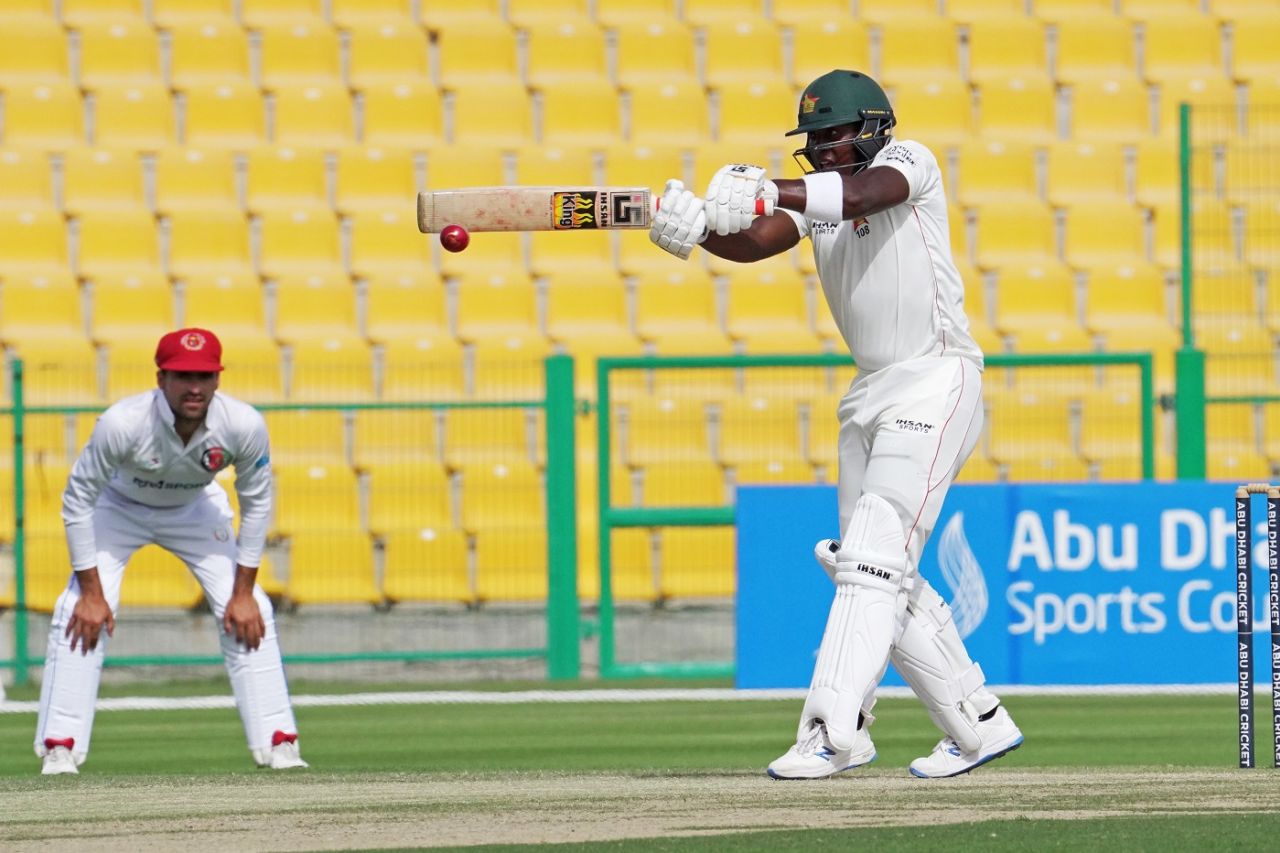 Kevin Kasuza shapes to pull, Afghanistan vs Zimbabwe, 2nd Test, Abu Dhabi, 4th day, March 13, 2021