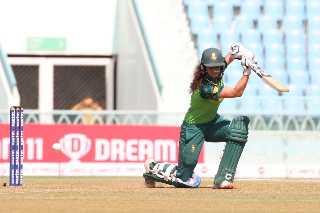 Laura Wolvaardt plays one on the off side, India Women vs South Africa Women, 4th ODI, Lucknow, March 14, 2021
