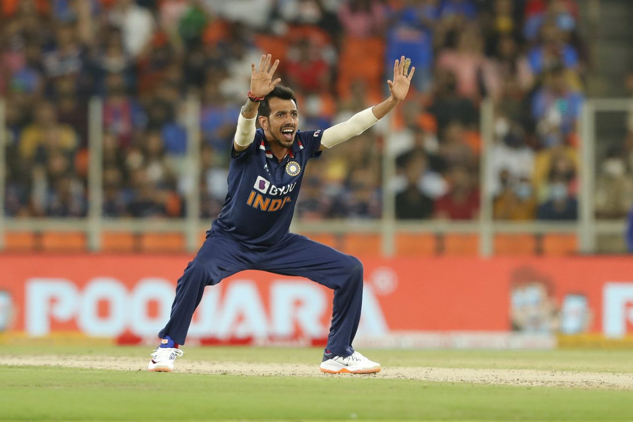 Yuzvendra Chahal belts out an appeal, India vs England, 2nd T20I, Ahmedabad, March 14, 2021
