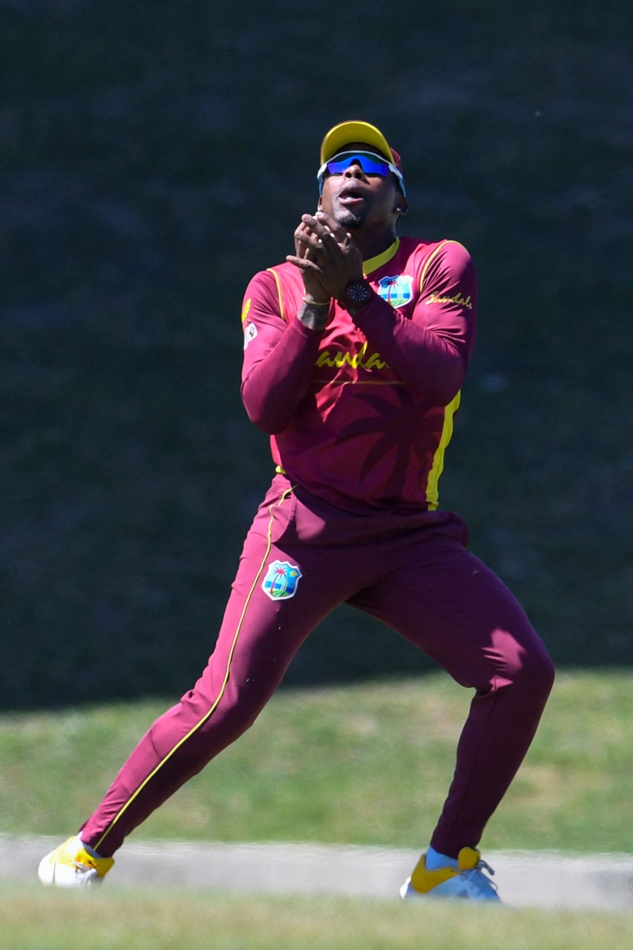 Fabian Allen catches a top-edge from Danushka Gunathilaka, West Indies vs Sri Lanka, 3rd ODI, North Sound, March 14, 2021