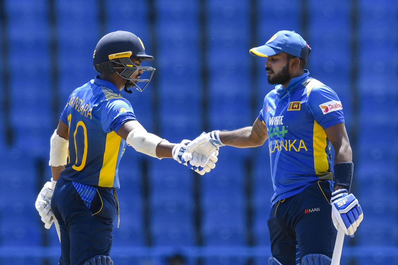 Ashen Bandara and Wanindu Hasaranga put on a century stand, West Indies vs Sri Lanka, 3rd ODI, North Sound, March 14, 2021