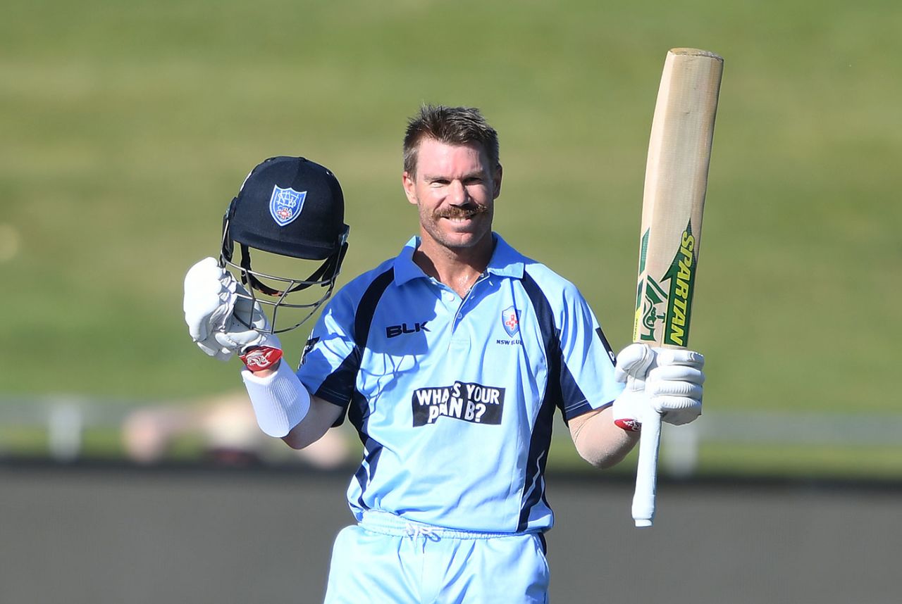 David Warner's century led New South Wales' chase, Tasmania vs New South Wales, Marsh Cup, Hobart, March 18, 2021