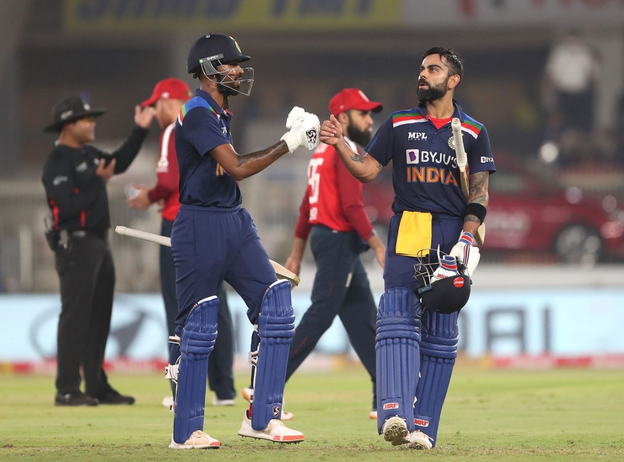 Virat Kohli and Hardik Pandya steered India to their highest T20I total against England, India vs England, 5th T20I, Ahmedabad, March 20, 2021