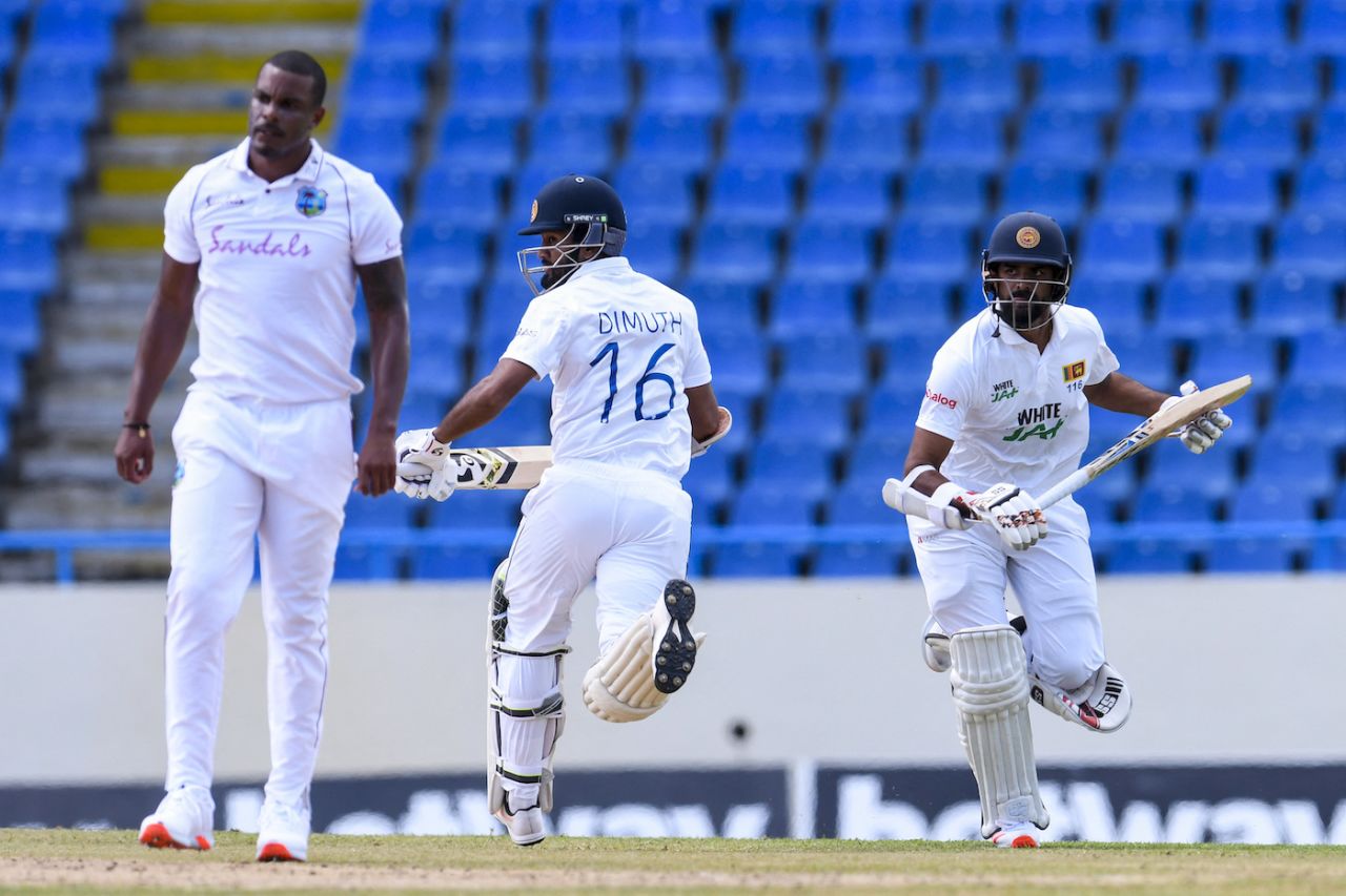 Lahiru Thirimanne and Dimuth Karunaratne nearly survived the first hour, West Indies vs Sri Lanka, 1st Test, North Sound, 1st day, March 21, 2021