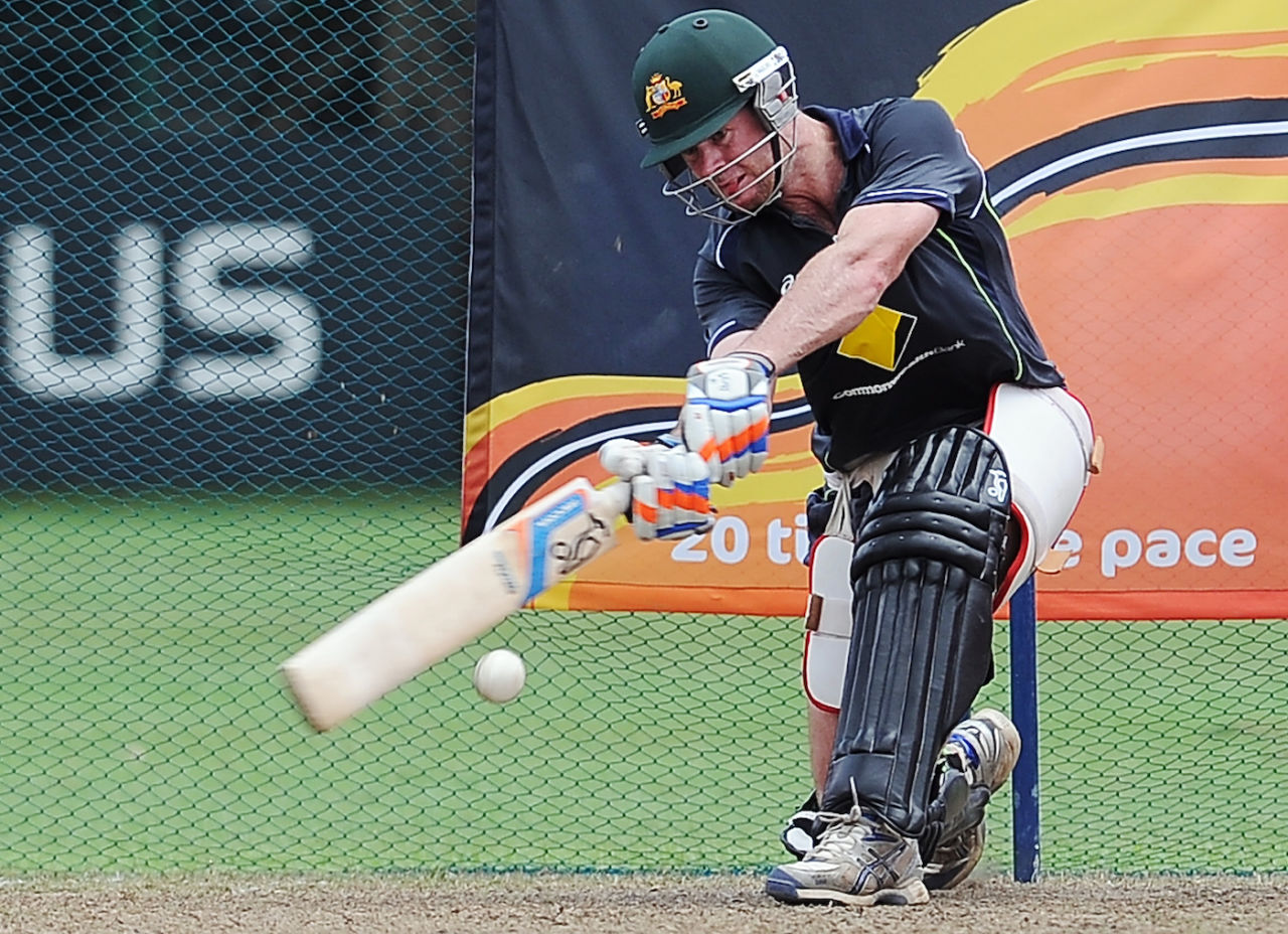 Dan Christian bats at a practice session ahead of the semi-final against West Indies, World Twenty20 2012, Colombo, October 4, 2012