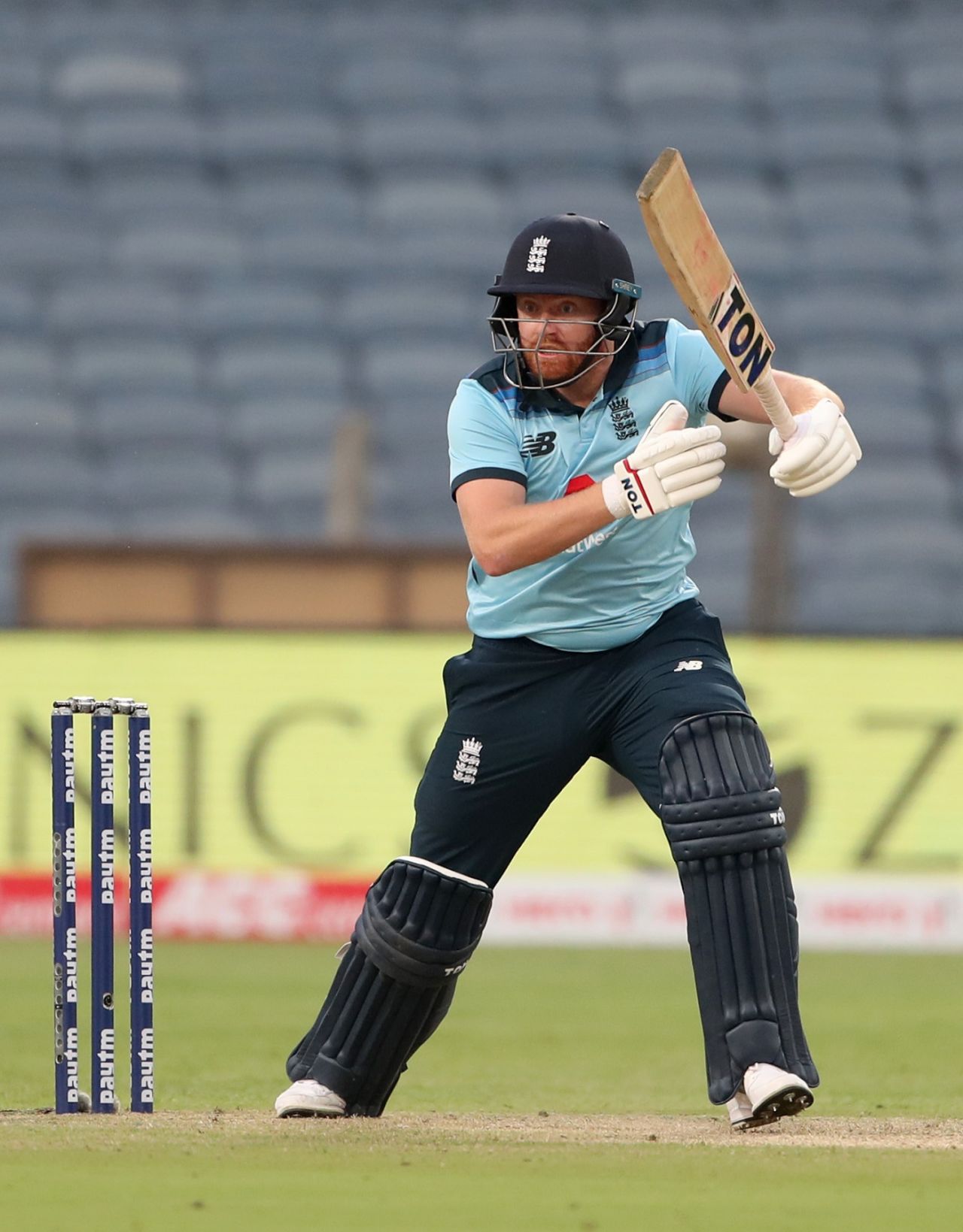 Jonny Bairstow plays to the off side, India vs England, 1st ODI, Pune, March 23, 2021