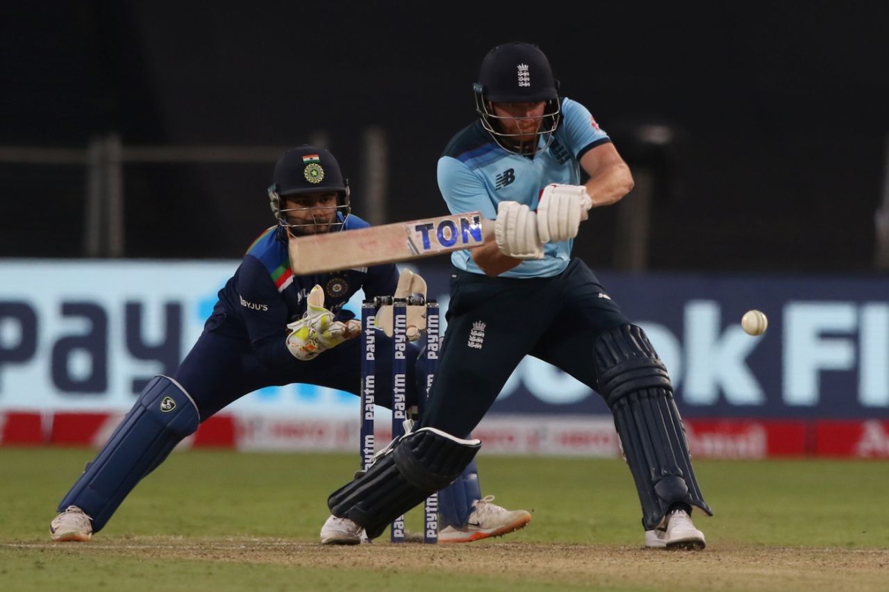 Jonny Bairstow sets himself for a big heave, India vs England, 2nd ODI, Pune, March 26, 2021