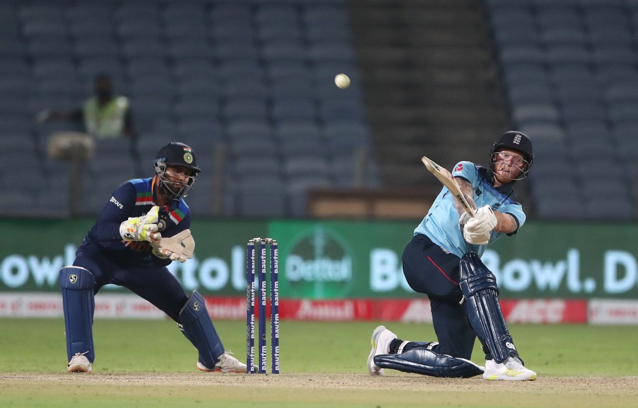 Ben Stokes pulls out a slog sweep, India vs England, 2nd ODI, Pune, March 26, 2021