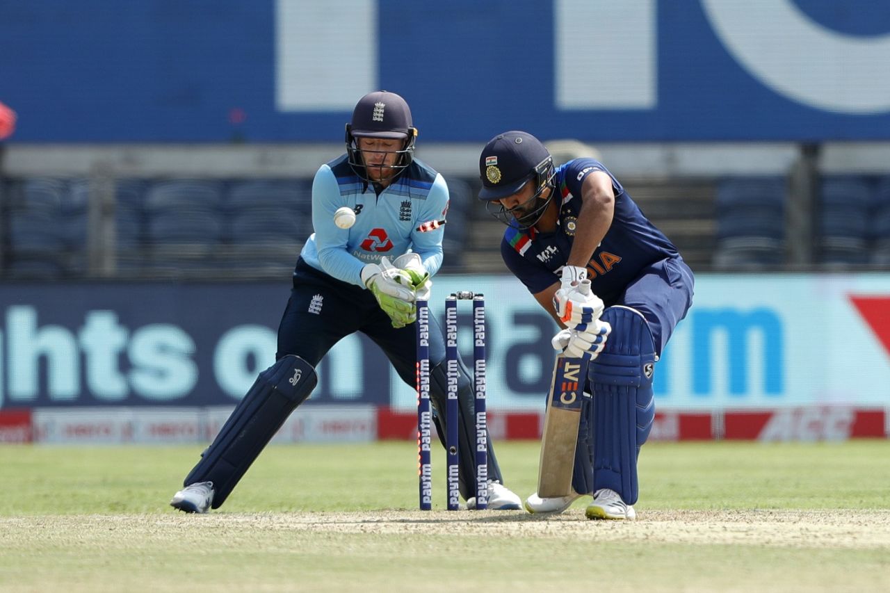 Rohit Sharma loses his stumps to Adil Rashid, India vs England, 3rd ODI, Pune, March 28, 2021