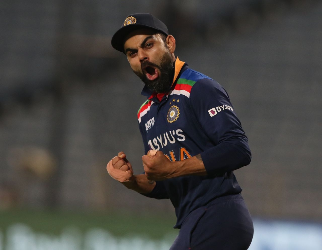 Virat Kohli is cock-a-hoop after India pulled off a tense win, India vs England, 3rd ODI, Pune, March 28, 2021


