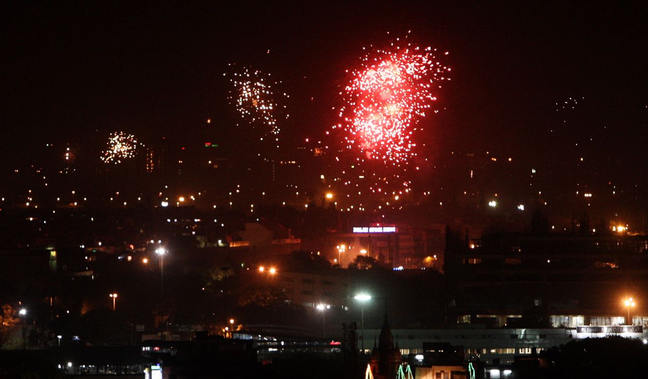 Fireworks light up the sky in New Delhi as India win the World Cup, April 2, 2011