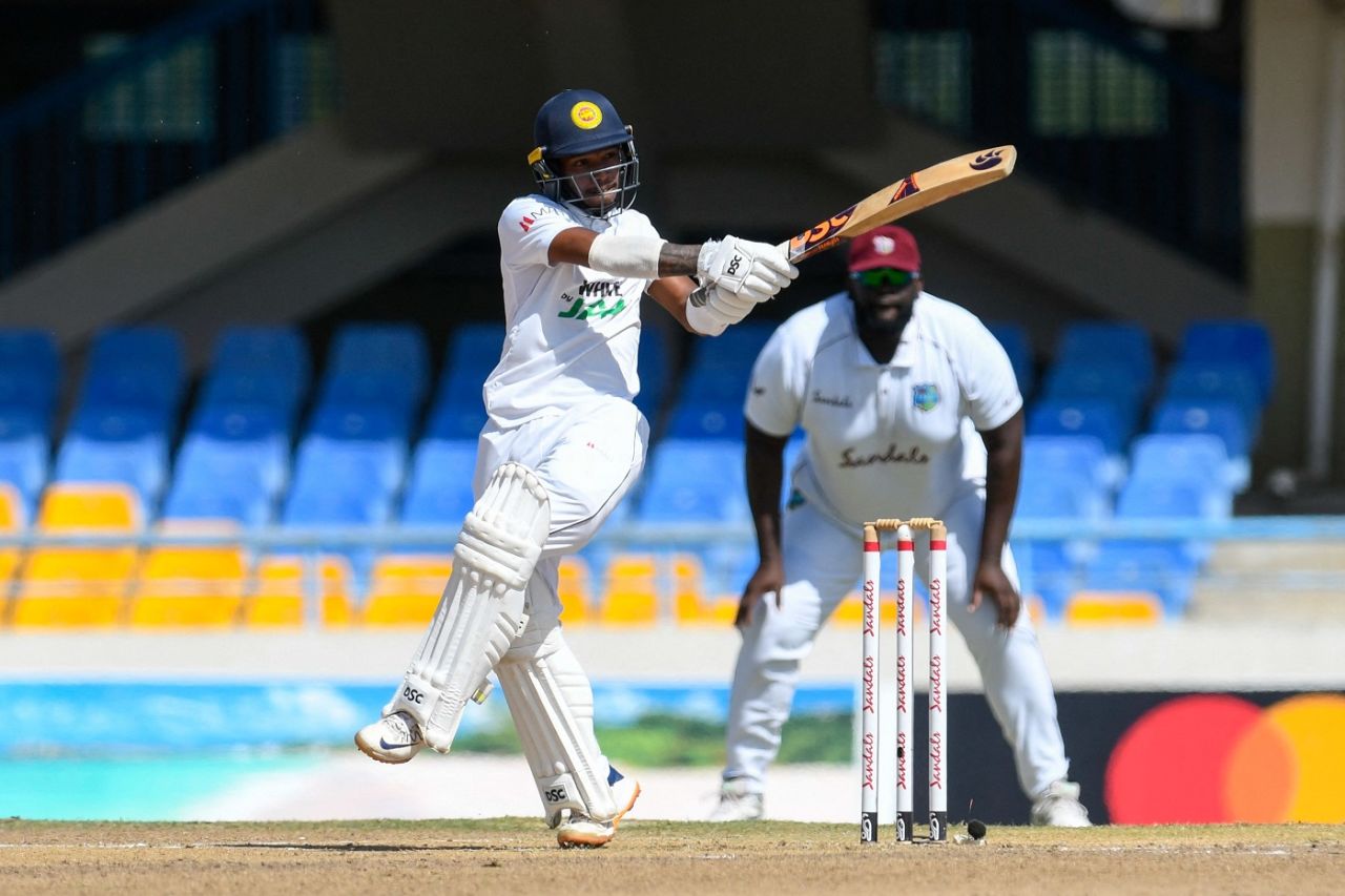 Pathum Nissanka goes for a pull, West Indies vs Sri Lanka, 2nd Test, North Sound, 4th day, April 1, 2021