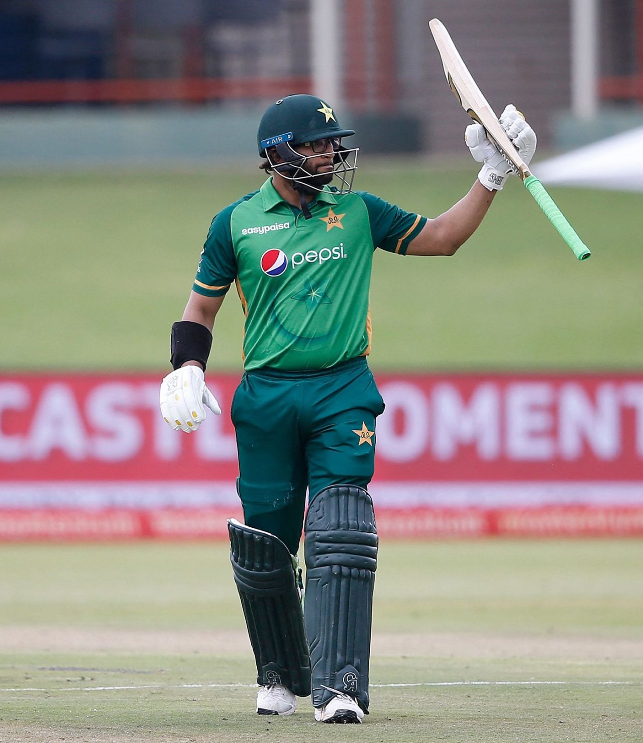 Imam-ul-Haq raises his bat after completing his half-century, South Africa vs Pakistan, 3rd ODI, Centurion, April 7, 2021