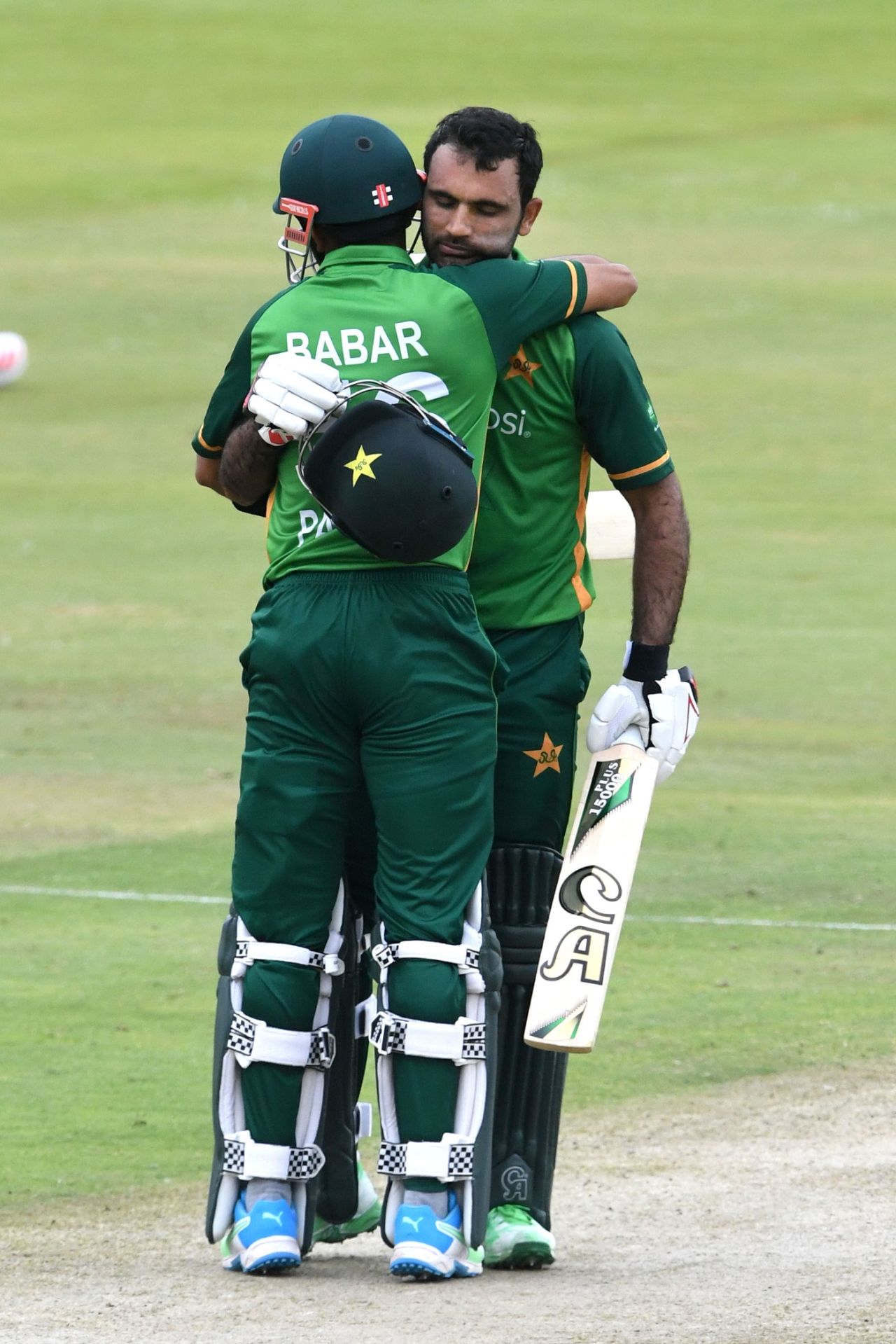 Fakhar Zaman gets a hug from his captain after reaching his century, South Africa vs Pakistan, 3rd ODI, Centurion, April 7, 2021