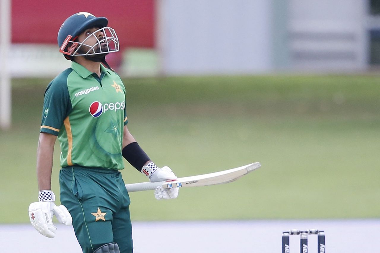 A dejected Babar Azam walks back after being dismissed for 94, South Africa vs Pakistan, 3rd ODI, Centurion, April 7, 2021 