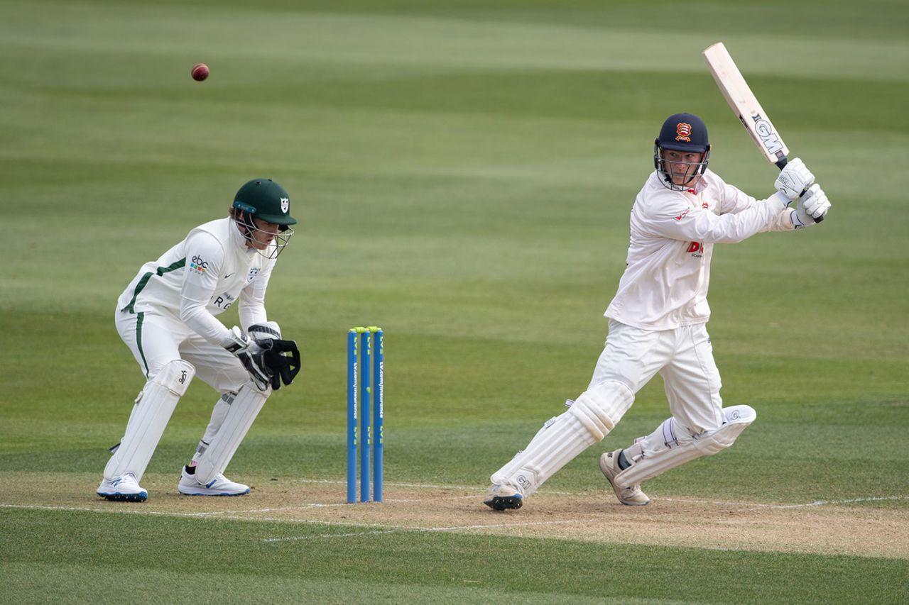 Tom Westley cuts through the off side, Essex v Worcestershire, County Championship, Chelmsford, 1st day, April 8, 2021