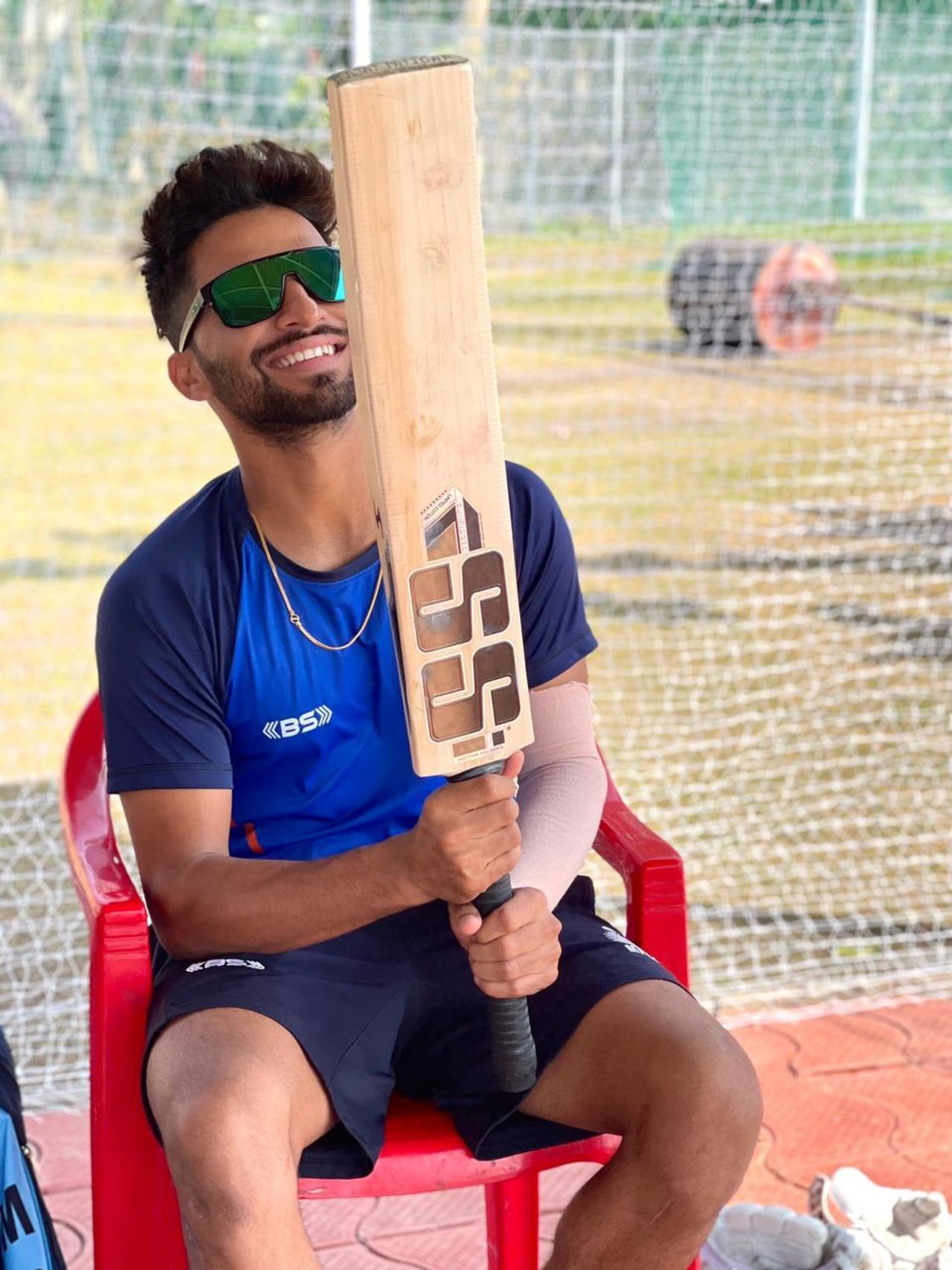 Rajat Patidar strikes a pose during a training session