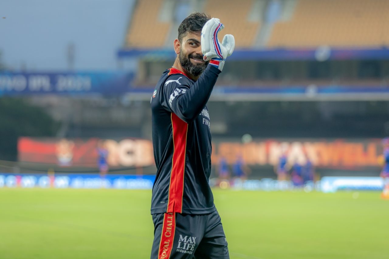 Virat Kohli gestures ahead of the game, Mumbai Indians vs Royal Challengers Bangalore, IPL 2021, Chennai, April 9, 2021