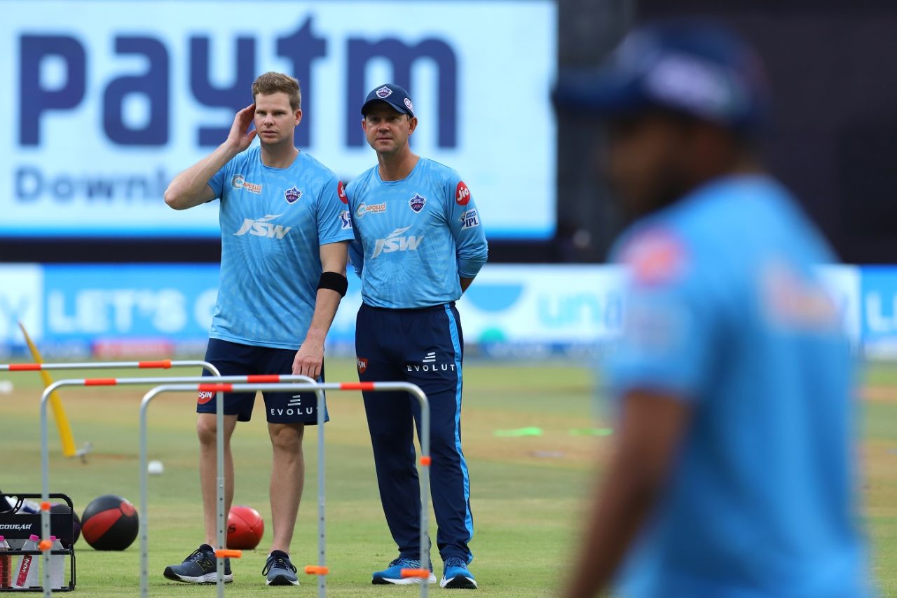 Steven Smith and Ricky Ponting have a chat ahead of the game, Chennai Super Kings vs Delhi Capitals, IPL 2021, Mumbai, April 10, 2021