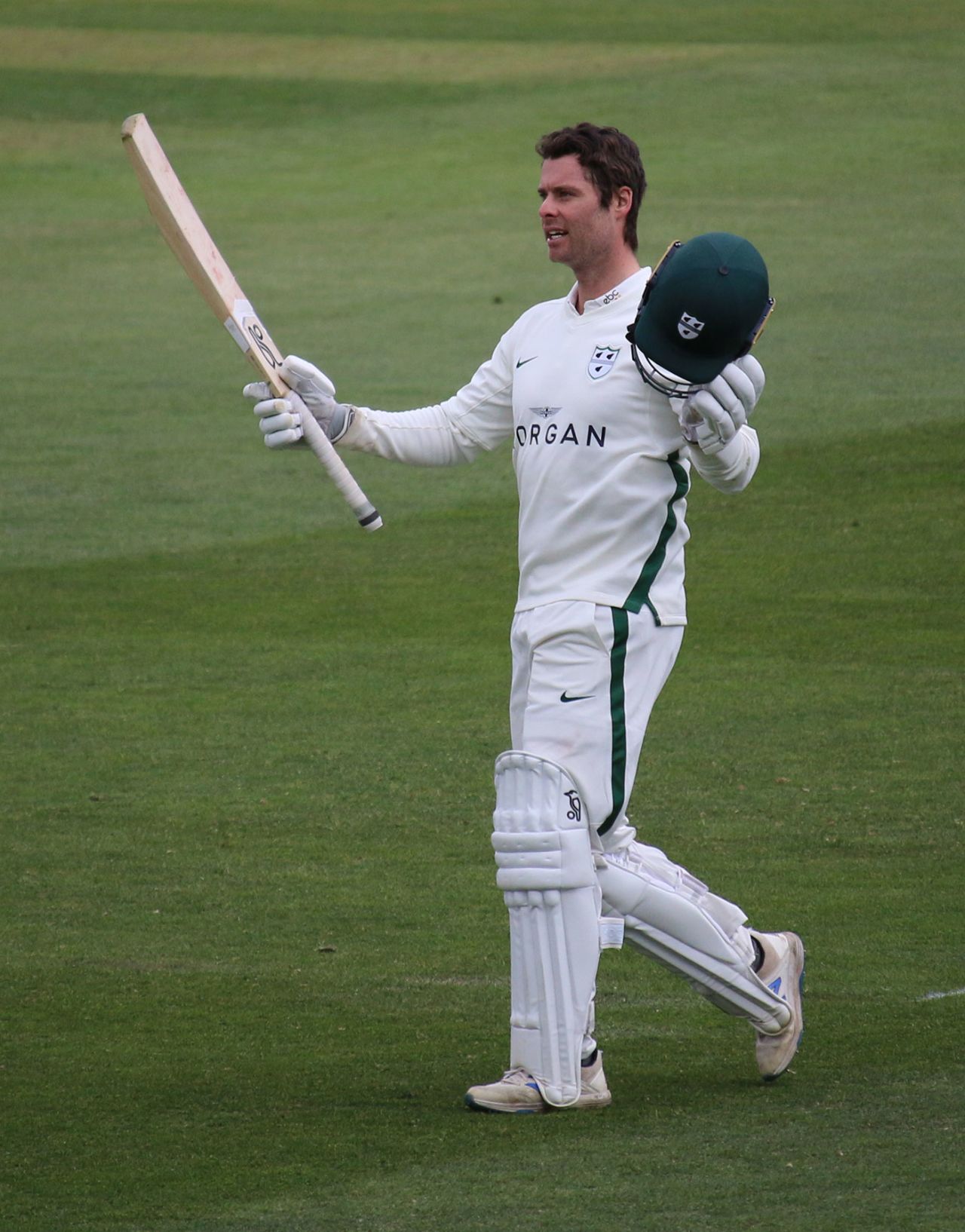 Jake Libby brings up his century for Worcestershire at Chelmsford, Essex v Worcestershire, Chelmsford, 3rd day, April 10, 2021