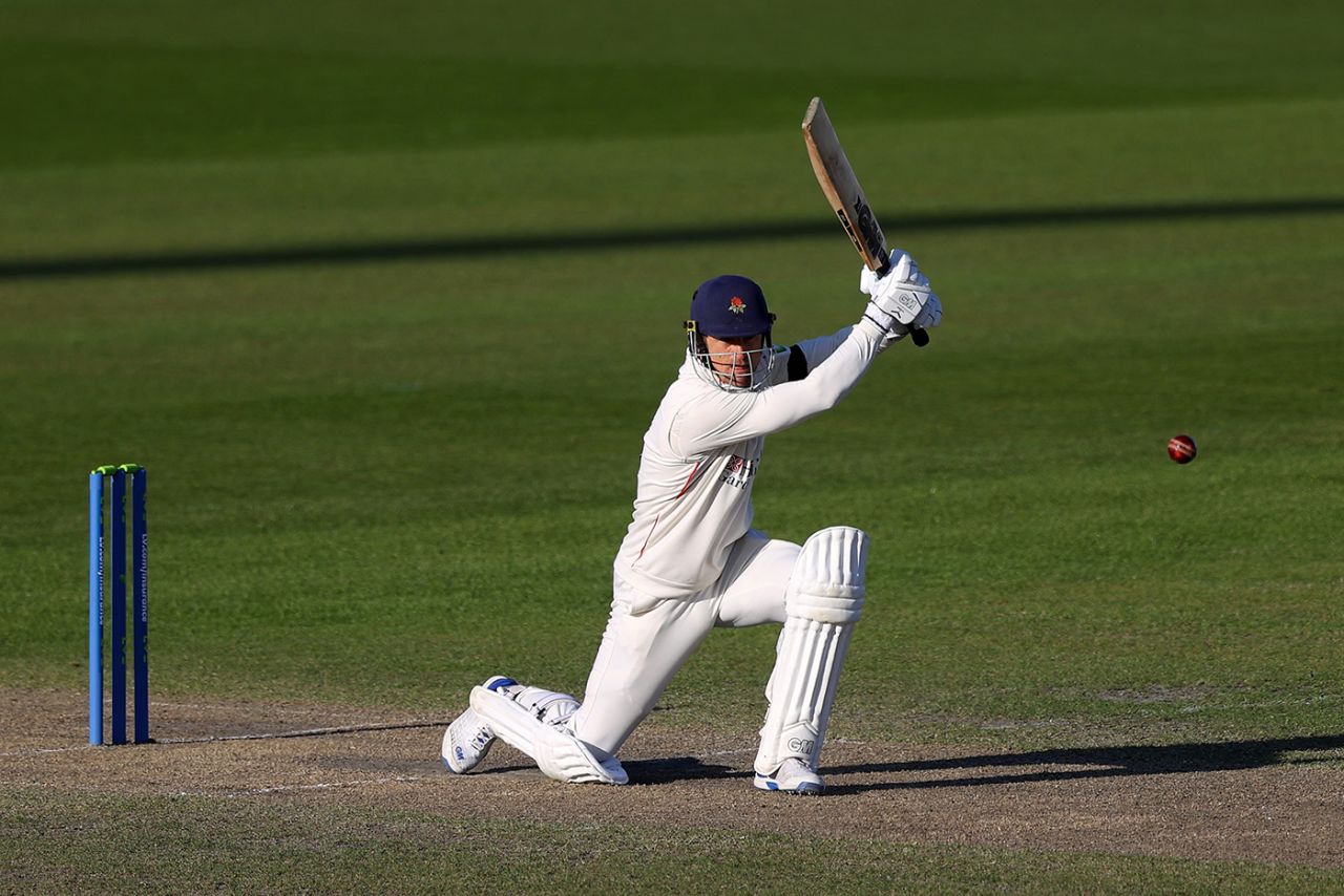 Dane Vilas punches a drive, Lancashire vs Sussex, County Championship, Old Trafford, April 9, 2021