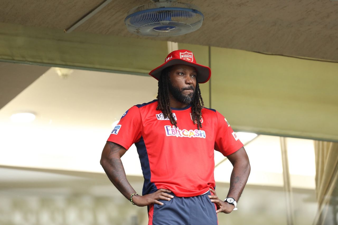 Fan of the Universe Boss: Chris Gayle, sporting a pensive look, has company, Rajasthan Royals vs Punjab Kings, IPL 2021, Mumbai, April 12, 2021