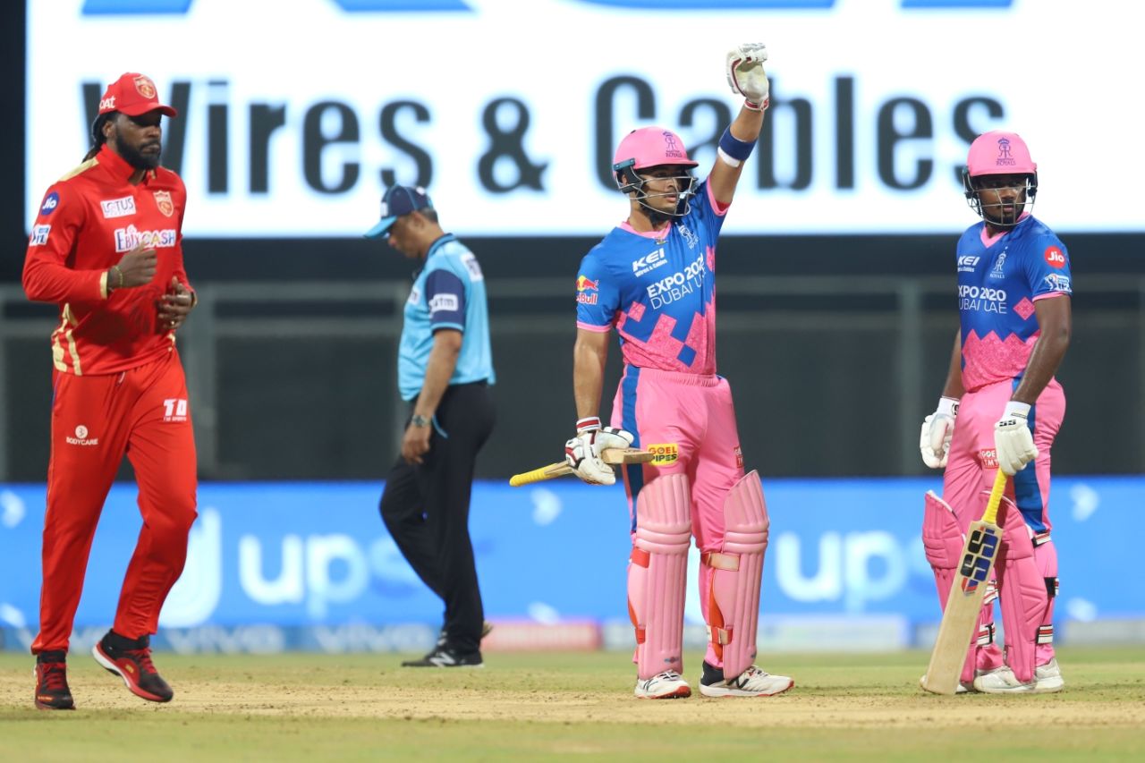 Riyan Parag and Sanju Samson were involved in a vital stand of 52 for Rajasthan Royals, Rajasthan Royals vs Punjab Kings, IPL 2021, Mumbai, April 12, 2021