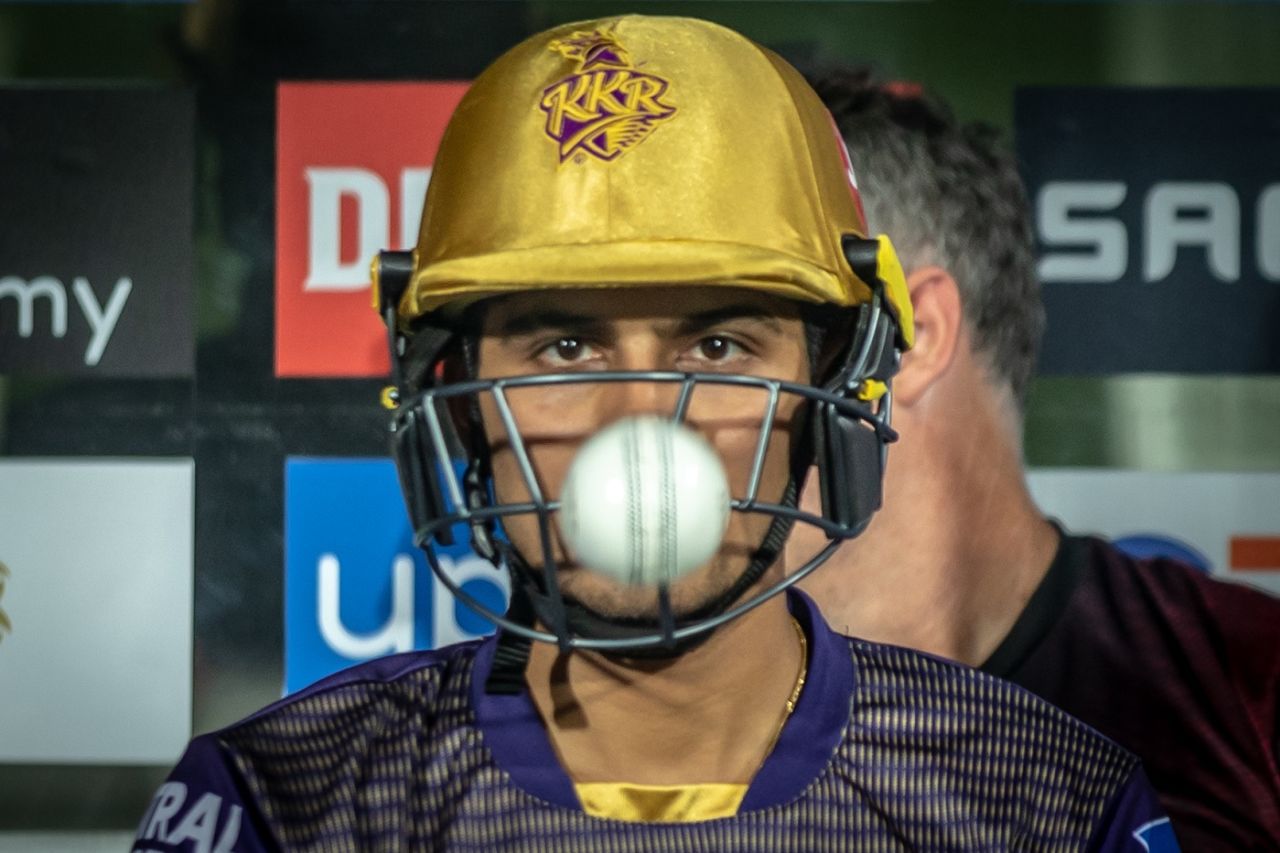 Eyes on the ball: Shubman Gill waits to bat, Kolkata Knight Riders vs Mumbai Indians, IPL 2021, Chennai, April 13, 2021