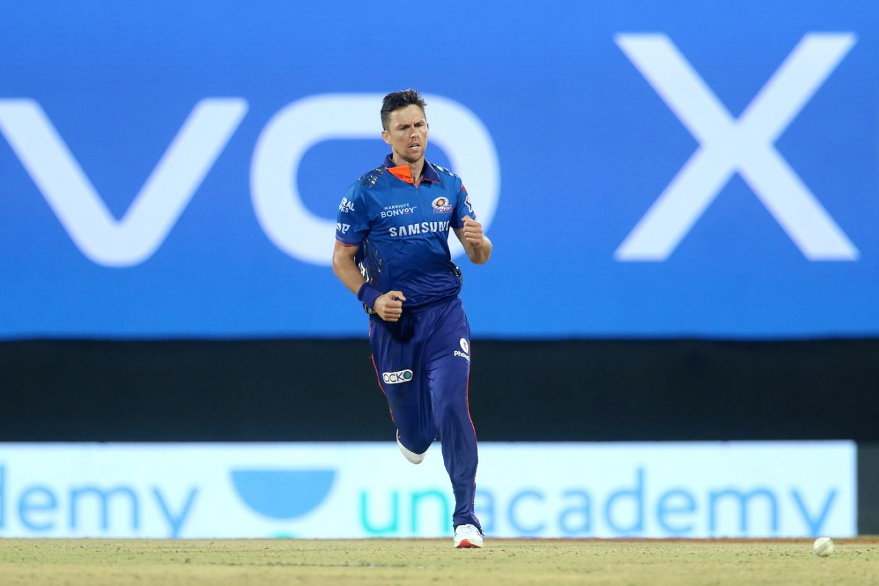 Trent Boult took two wickets in the final over of the match, Kolkata Knight Riders vs Mumbai Indians, IPL 2021, Chennai, April 13, 2021