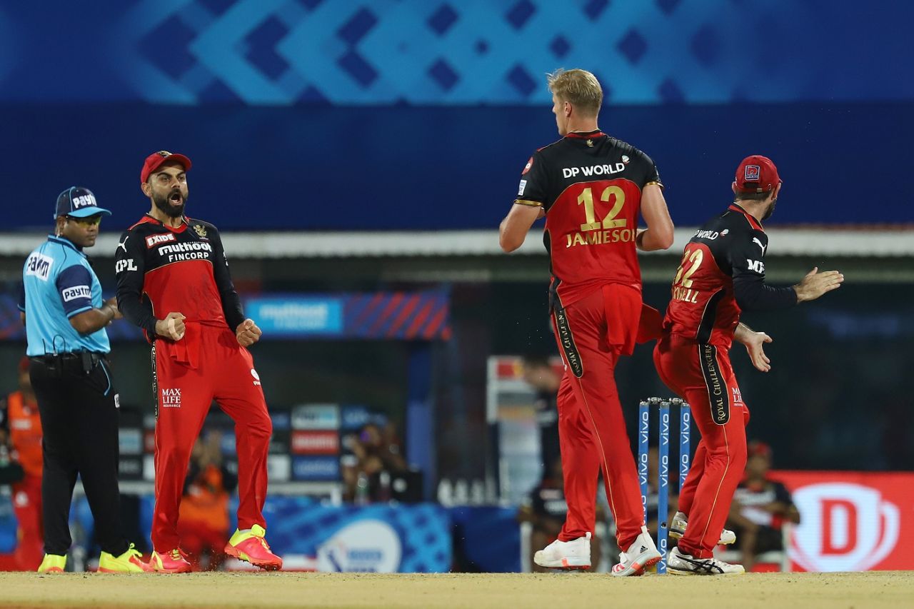 Virat Kohli is pumped as Kyle Jamieson sends back David Warner, Sunrisers Hyderabad vs Royal Challengers Bangalore, IPL 2021, Chennai, April 14, 2021