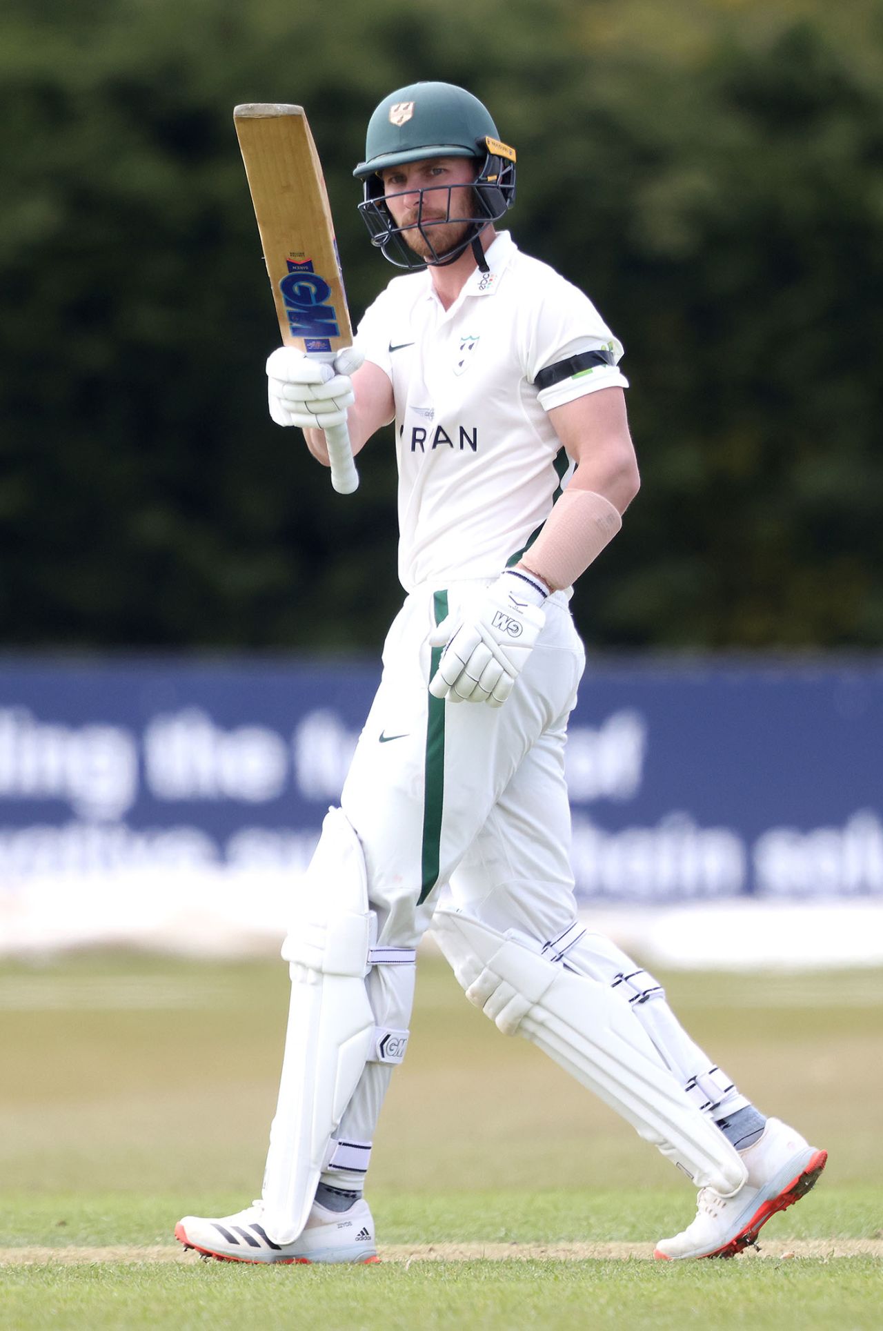 Tom Fell celebrates reaching fify, LV= Insurance County Championship, Derbyshire vs Worcestershire, Incora County Ground, April 16, 2021