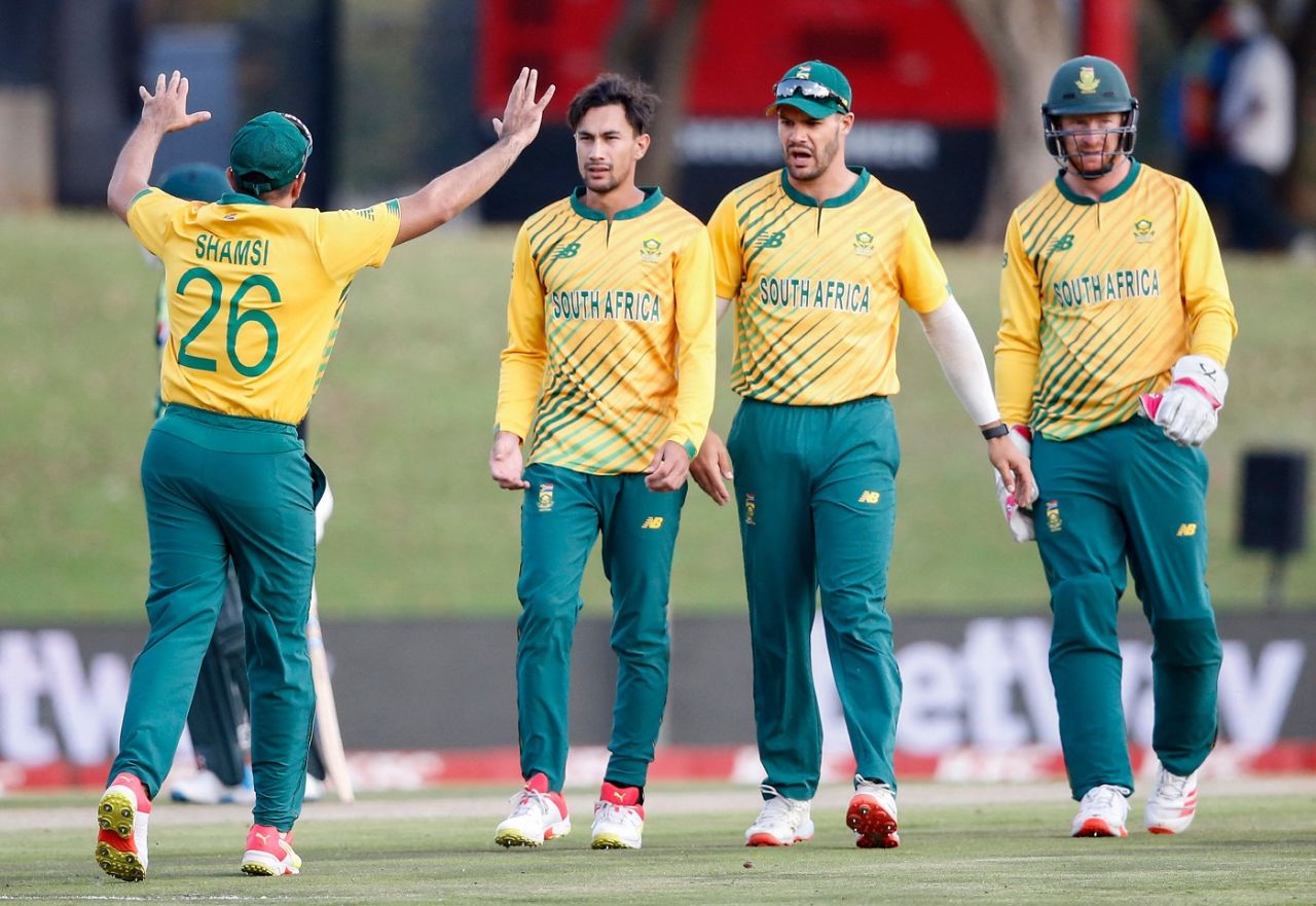 Mohammad Rizwan fell early to the Bjorn Fortuin-Heinrich Klaasen combine, South Africa vs Pakistan, 4th T20I, Centurion, April 16, 2021