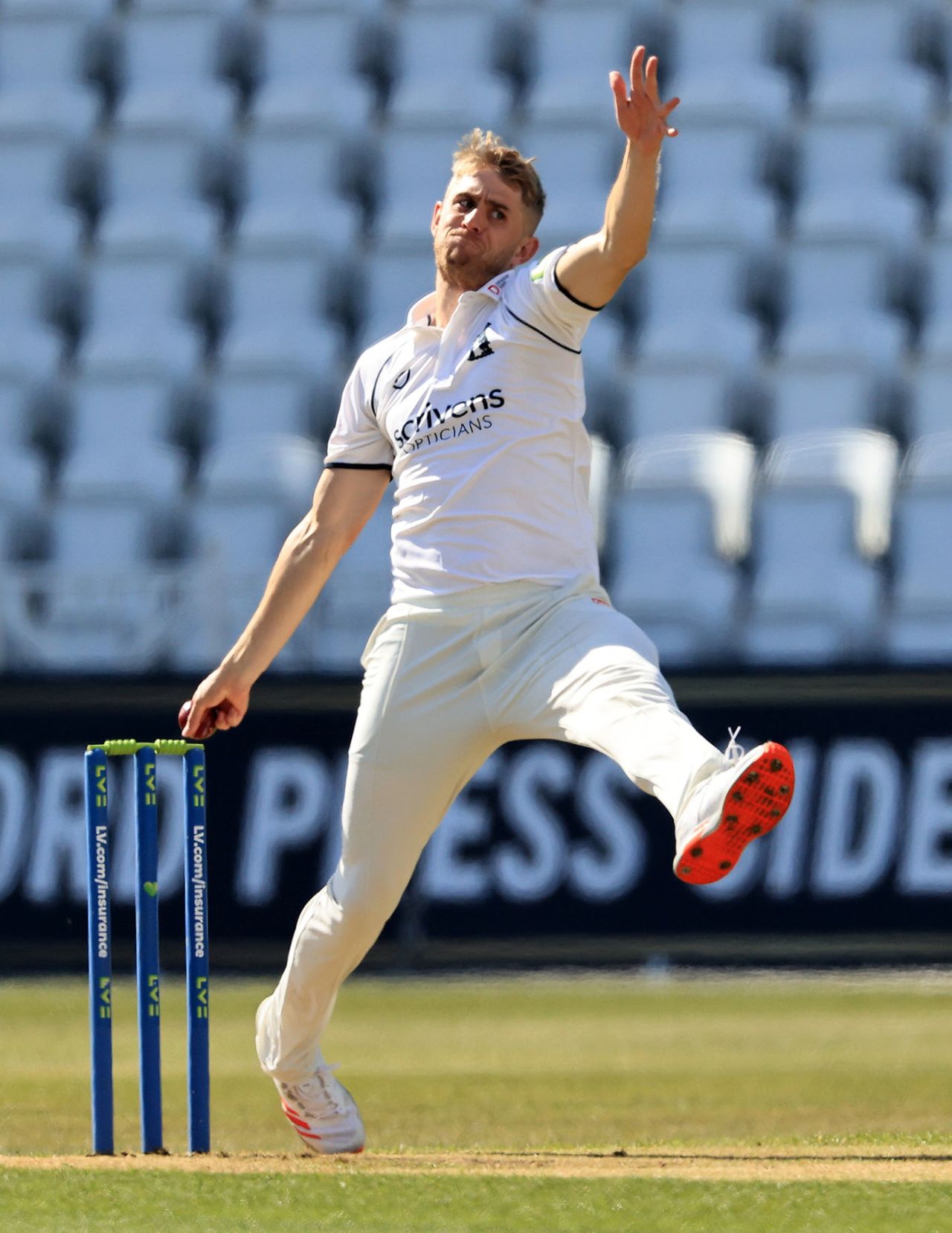 Olly Stone was among the wicket-takers, LV=Insurance County Championship, Nottinghamshire vs Warwickshire, Trent Bridge, April 15, 2021