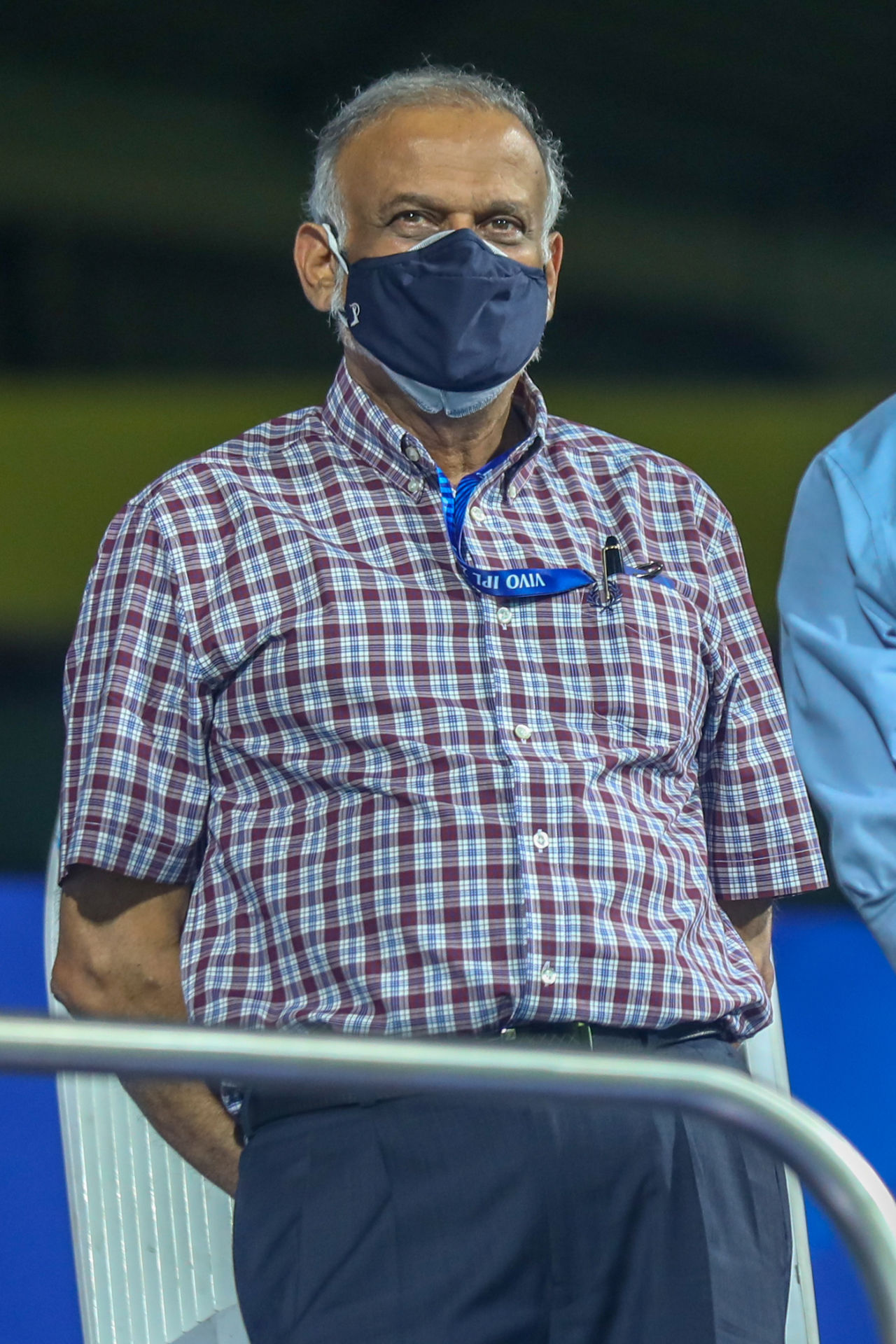 IPL chairman Brijesh Patel watches from the sidelines, Mumbai Indians vs Sunrisers Hyderabad, IPL 2021, Chennai, April 17, 2021