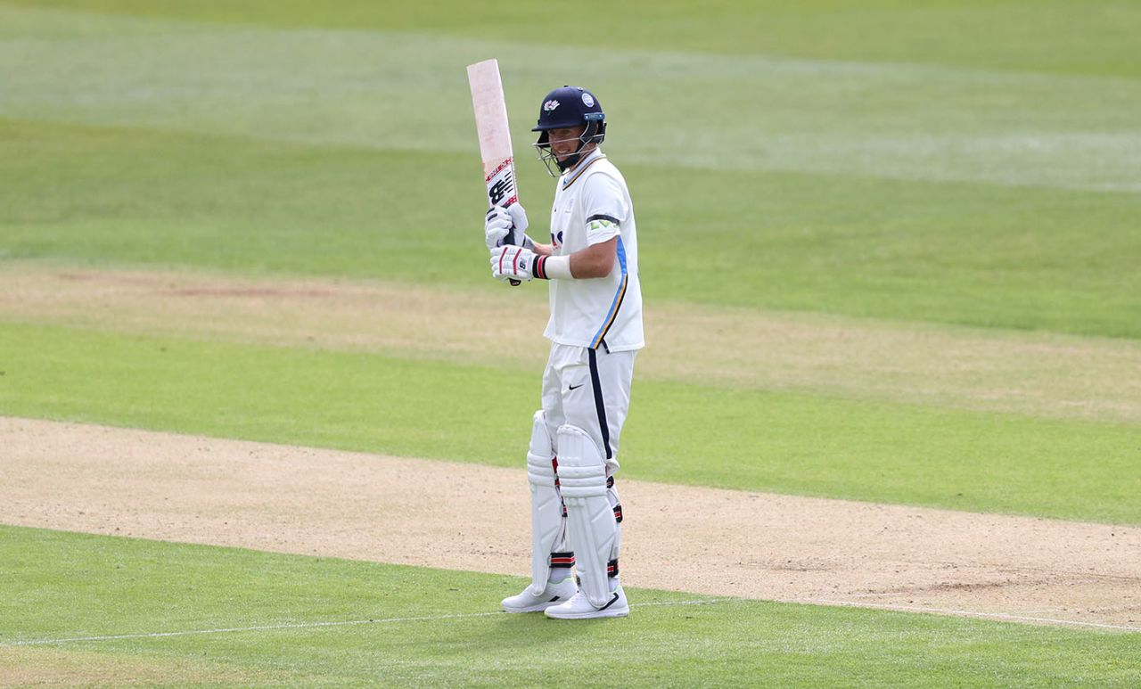 Joe Root prepares to bat, LV= Insurance County Championship, Kent vs Yorkshire, Canterbury, April 15, 2021