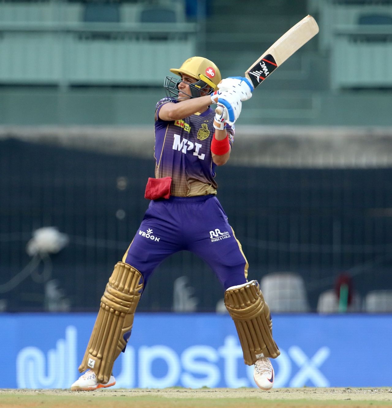 Shubman Gill smashes one over the off-side infield, Royal Challengers Bangalore vs Kolkata Knight Riders, IPL 2021, Chennai, April 18, 2021