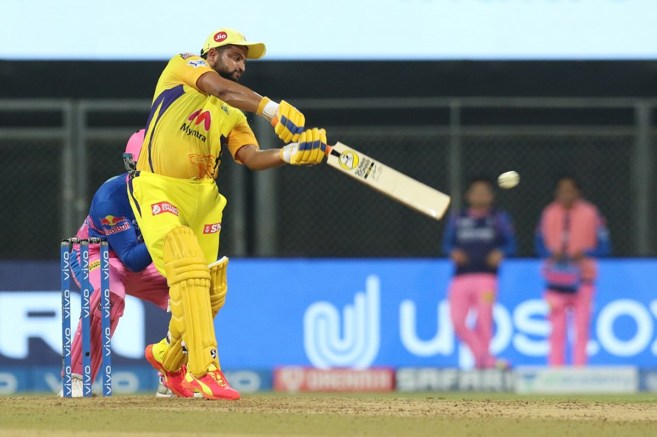 Suresh Raina plays on the off side, Chennai Super Kings vs Rajasthan Royals, IPL 2021, Mumbai, April 19, 2021
