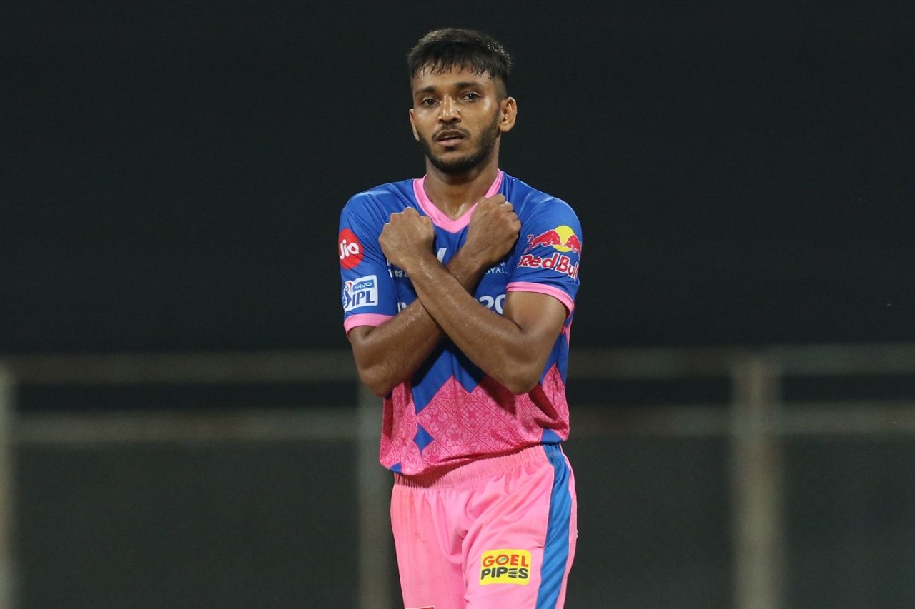 Chetan Sakariya gestures while celebrating a wicket, Chennai Super Kings vs Rajasthan Royals, IPL 2021, Mumbai, April 19, 2021