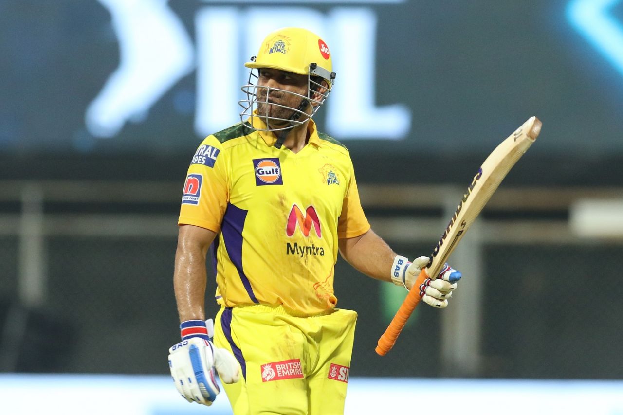 MS Dhoni grimaces after getting dismissed, Chennai Super Kings vs Rajasthan Royals, IPL 2021, Mumbai, April 19, 2021