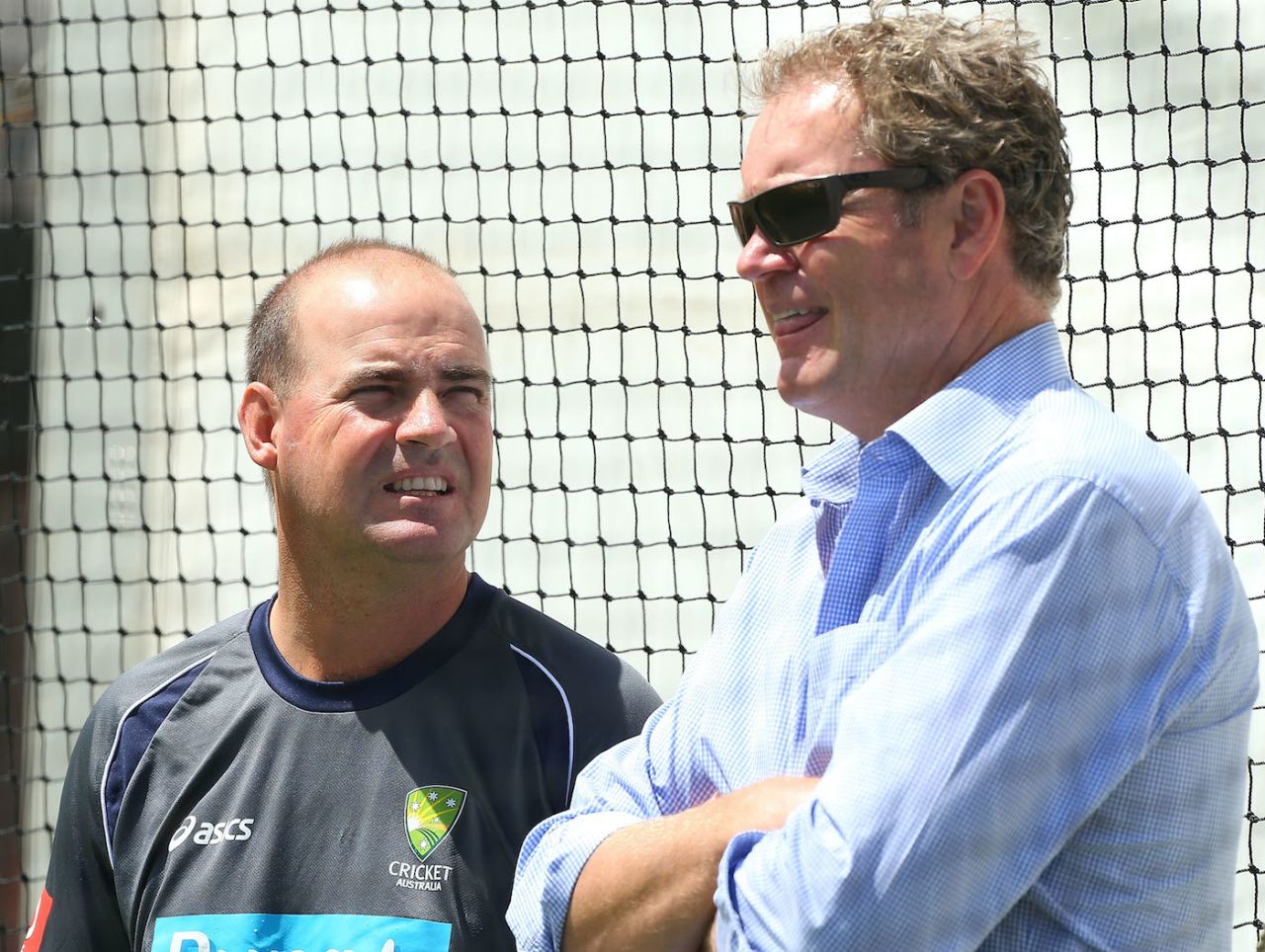 Mickey Arthur (left) and Tom Moody during an Australia training session ahead of the third Australia-South Africa Test, November 28, 2012, Perth