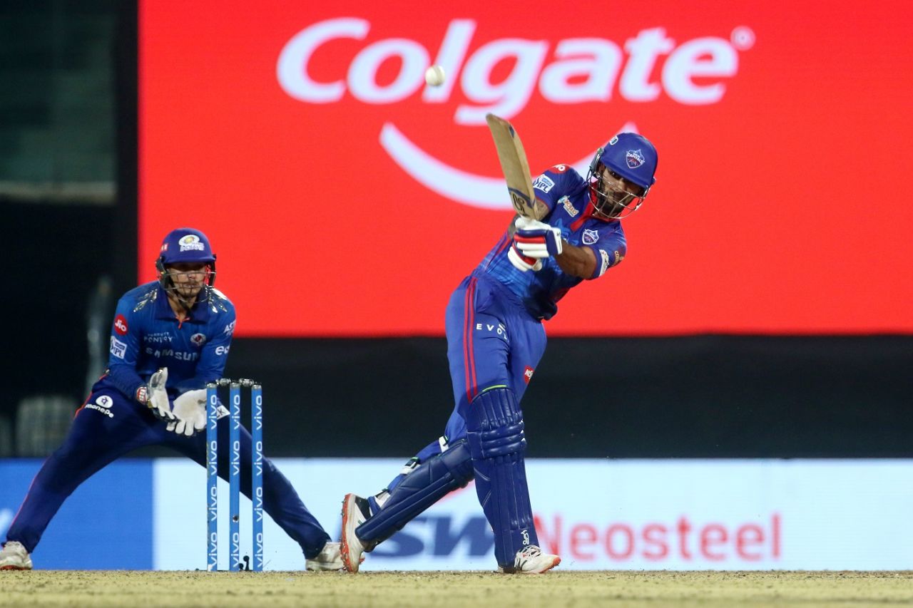 Shikhar Dhawan goes on the offensive by attacking on the leg side, Mumbai Indians vs Delhi Capitals, IPL 2021, Chennai, April 20, 2021
