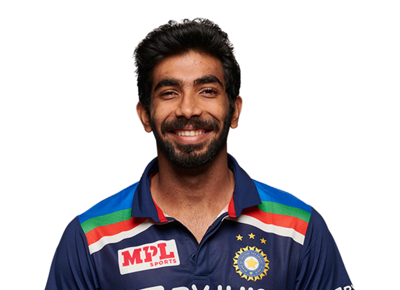 Jasprit Bumrah player page headshot cutout, 2021